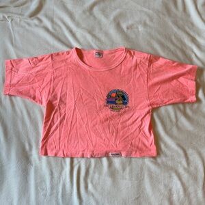 Small Crazy Shirt Old Lahaina Cafe and Luau Bright Pink/Orange Crop Top